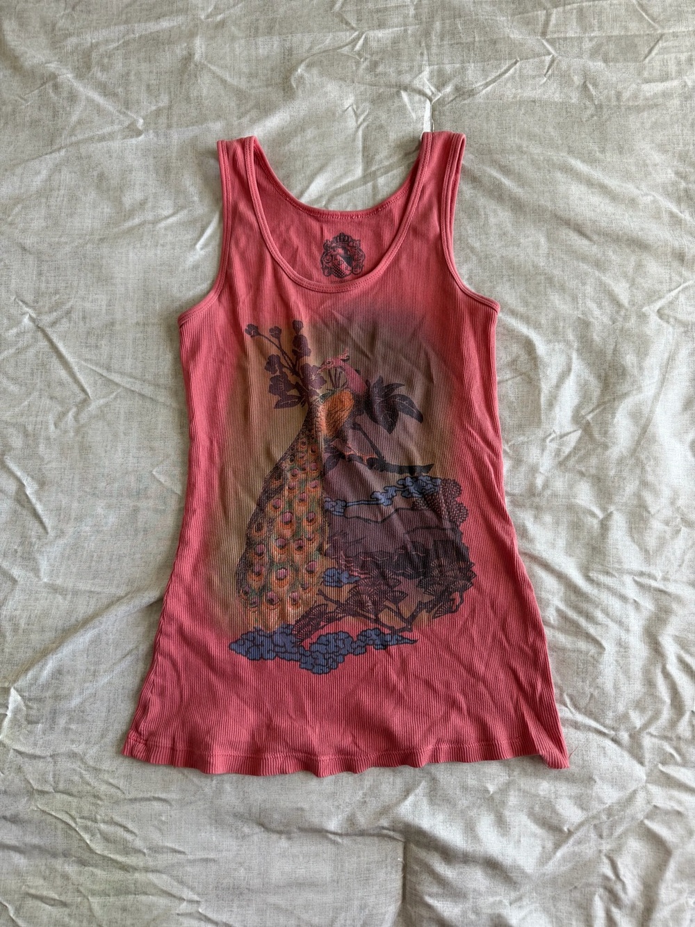 L.O.L Y2K Pink Peacock Graphic Tank Top (L)